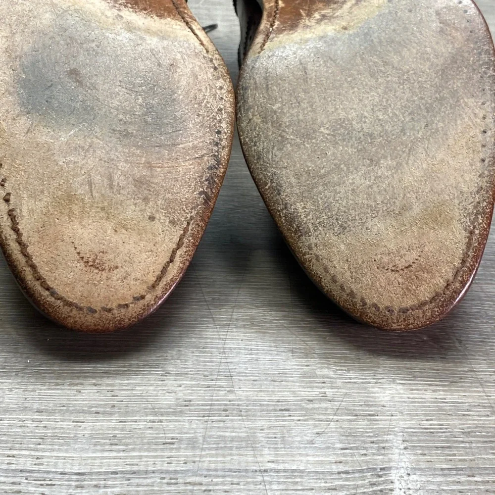 Allen Edmonds Strand Oxford Mens 11 D Brown Leather Brogue Cap Toe Dress Shoes